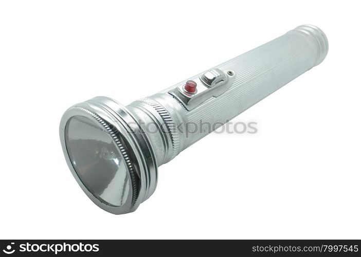 Old metal flashlight, silver torch