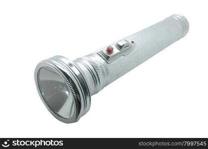Old metal flashlight, silver torch