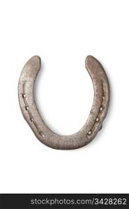 Old metal horseshoe onn white background