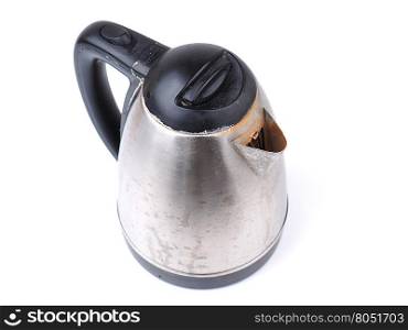 old metal kettle on the white background