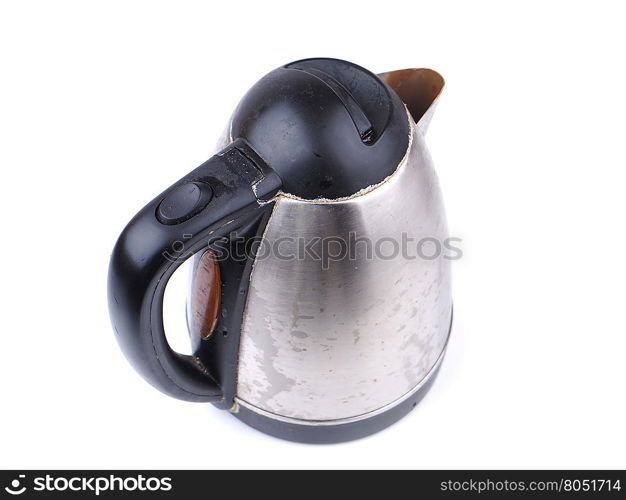 old metal kettle on the white background