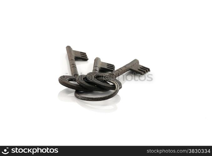 old metal keys isolated on white background