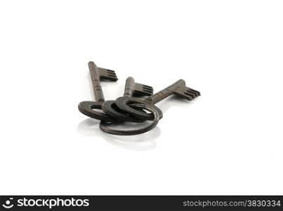 old metal keys isolated on white background
