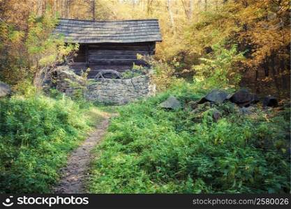 Old mill in autumn forest