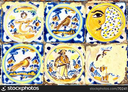 Old moorish ceramic tiles (circa 17th century), Andalusia, Spain