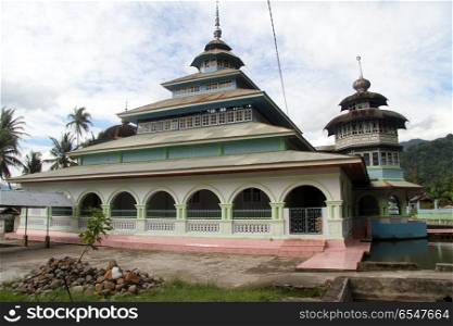 Old mosque built in 1907 on the lake Maninjau, Indonesia