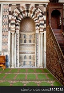 Old mosque in the Citadel in Cairo in Egypt with the decorated mosaics facing Mecca