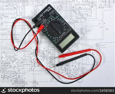 Old multimeter on the wiring diagram