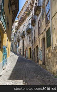 Old Narrow Street in Portuguese City in Summer Time. Old Narrow Street in Portuguese Town