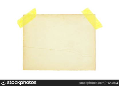 old note paper isolated on white background