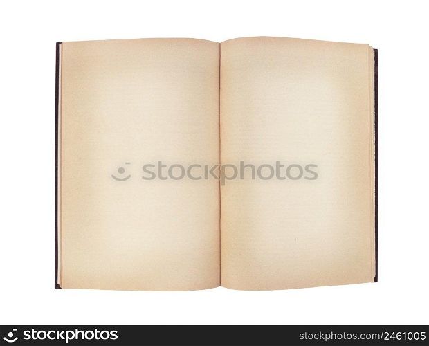 Old open book with empty pages with vinette isolated on a white background.. Old open book with empty pages with vinette isolated on white background.