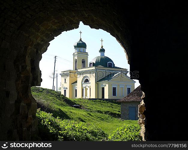 Old Orthodox Church. view from the ruins. Old Orthodox Church.Khotyn