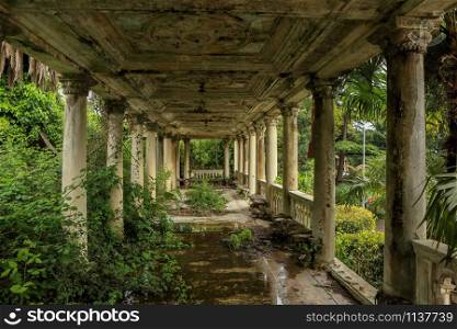Old overgrown railway station in Abkhazia.