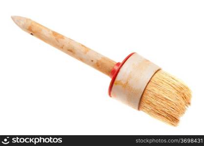 Old paint brush is isolated on a white background