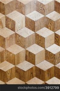 Old palace wooden parquet flooring design with volume cubes illusion