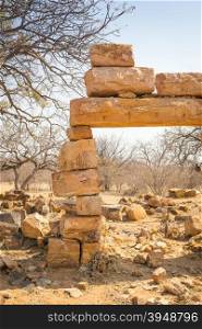 Old Palapye ruins built from stone in rural Botswana, Africa