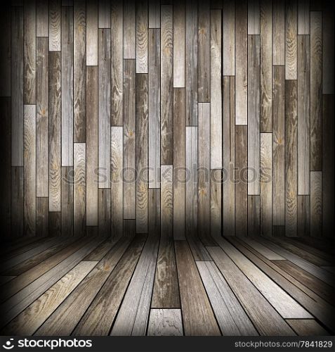 old panels interior backdrop, spruce weathered planks on wall and floor