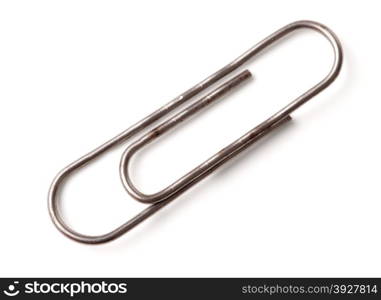 Old Paper clip on a white background with clipping path