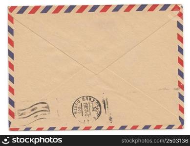 Old paper envelope with meter stamp on rear side