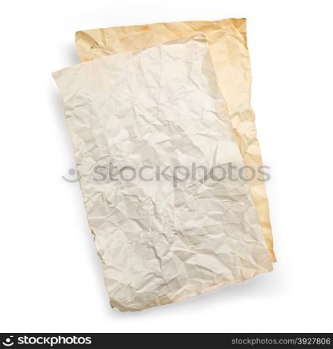 Old paper isolated on white background. with clipping path