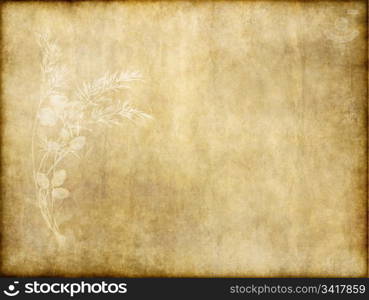 old paper or parchment. old vintage paper with floral design background texture