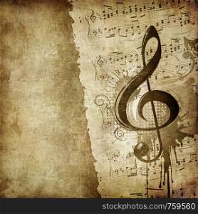 Old Paper. Retro Music Texture Background with Classic Violin.