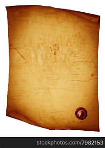 Old paper scroll with wax seal