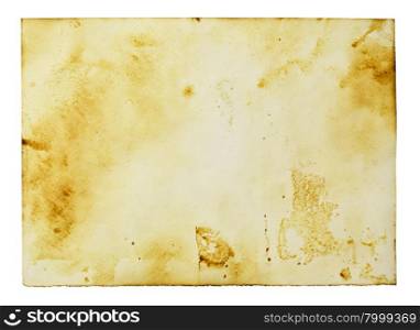 Old paper with stains isolated over the white background