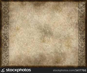 old parchment or paper. old grunge and marked parchment with ornamental design
