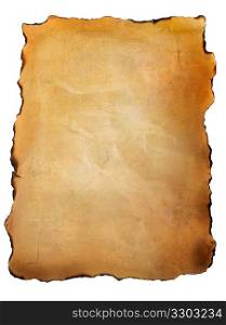 Old parchment paper against white