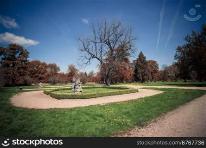 Old park at sunny autumn day