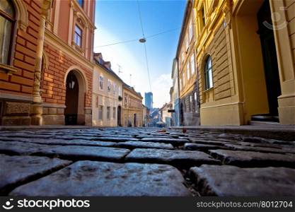 Old paved street of Zagreb upper town, capital of Croatia