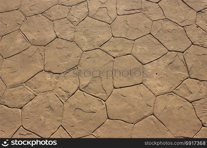 Old pavement tile floor. Surface rough of footpath. Decorative texture background. Old pavement tile floor