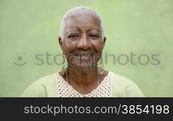 Old people portrait, three senior female friends smiling and looking at camera. Sequence