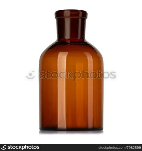 Old pharmacy bottle for medicines isolated on white background