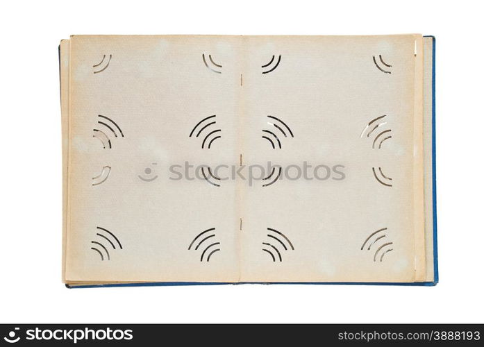 Old photo album isolated on white background