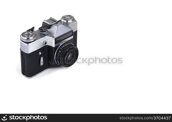 old photo camera on white background