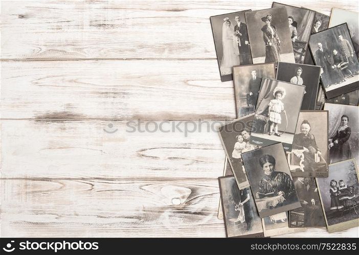 Old photo cards. People wearing vintage clothing. Antique fashion dress. Germany, Berlin, September 2017
