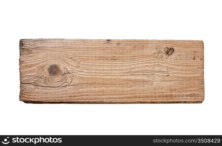 Old plank of wood isolated on white background