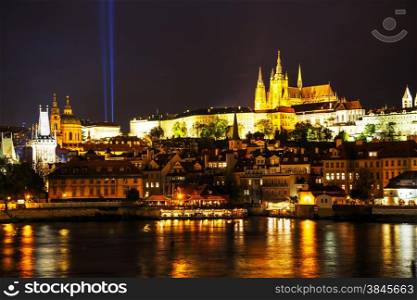 Old Prague cityscape at the night time