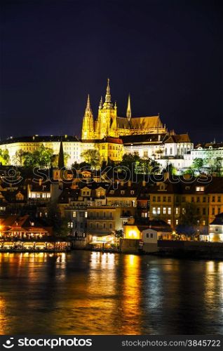 Old Prague cityscape at the night time