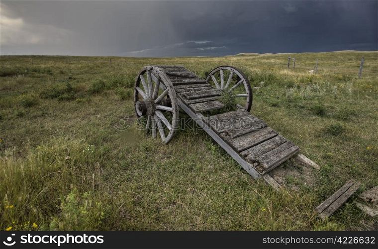 Old Prairie Wheel Cart Saskatchewan Canada field