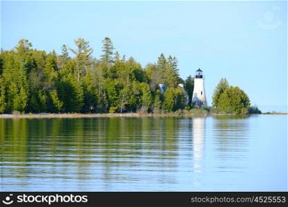 Old Presque Isle Lighthouse, built in 1840, Lake Huron, Michigan, USA