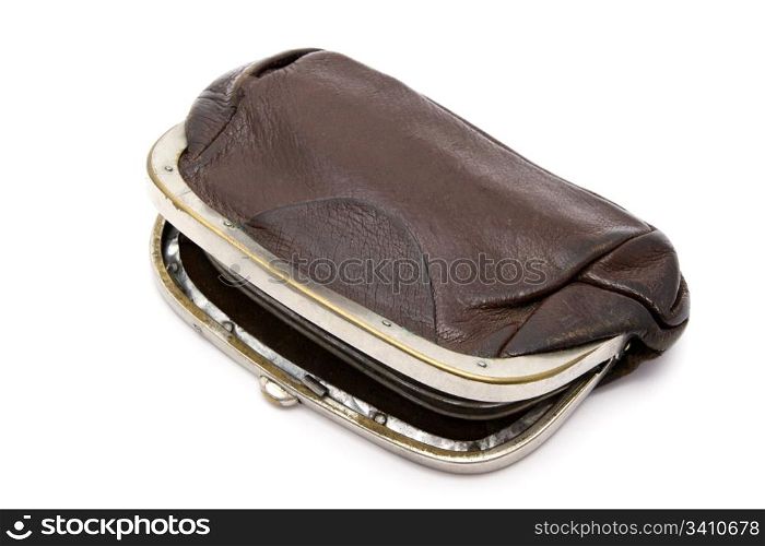 Old purse isolated on white background