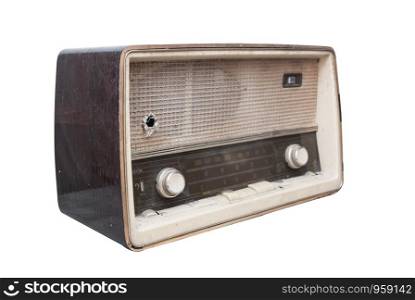 Old radio isolate on white background