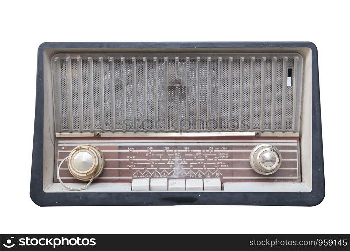 old radio isolate on white background