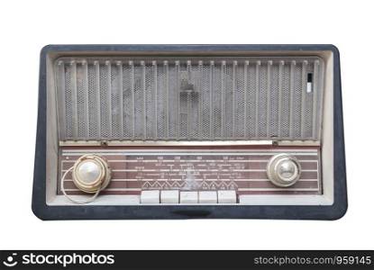 old radio isolate on white background