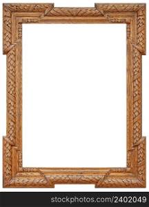 Old rectangular vintage wooden frame, isolated on white background