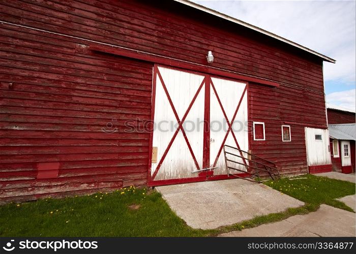 Old red barn in the countryside.