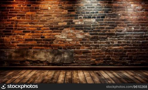Old red brick wall texture and wooden floor